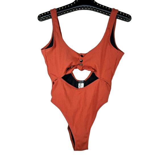 Nasty Gal Meet Me In The Middle Cut-Out One Piece Swimsuit 4 NWOT - Picture 2 of 11